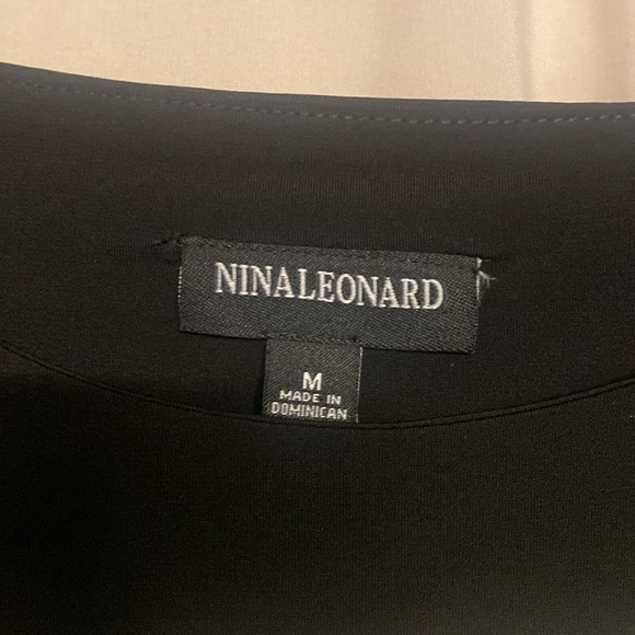 NWT Nina Leonard Cold Shoulder Dress, Size M Color Black/Off-white - Picture 4 of 11